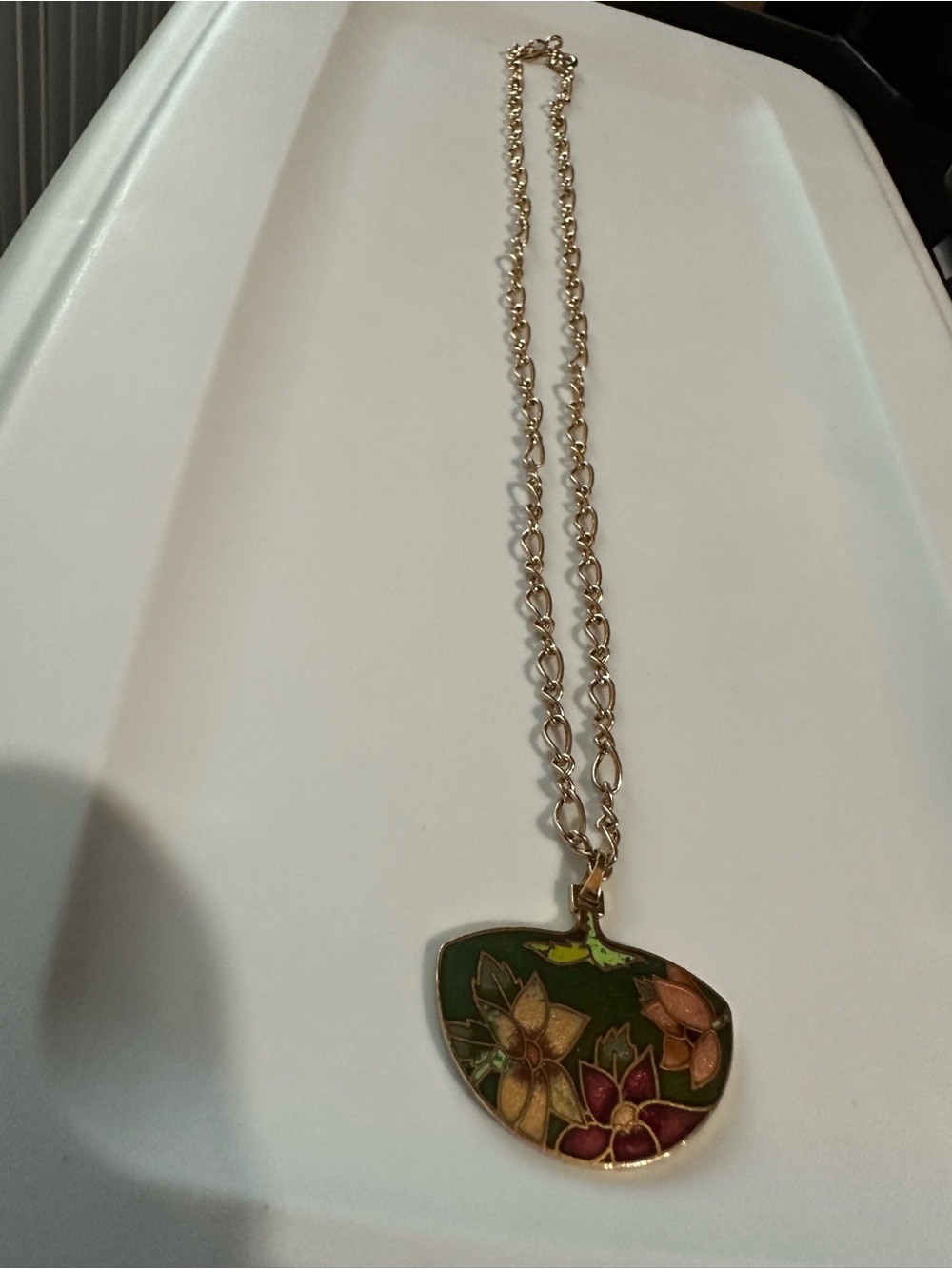 Vintage cloisonné pendant necklace